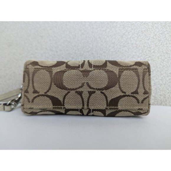 Vintage Y2K Coach Signature Mini Cosmetic Makeup Bag Wristlet Pouch Khaki Gold - Picture 5 of 12